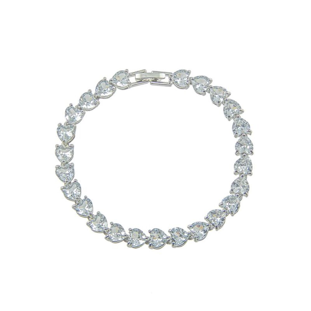 The Skyline Collection April Birthstone Faux Diamond Heart Tennis Bracelet